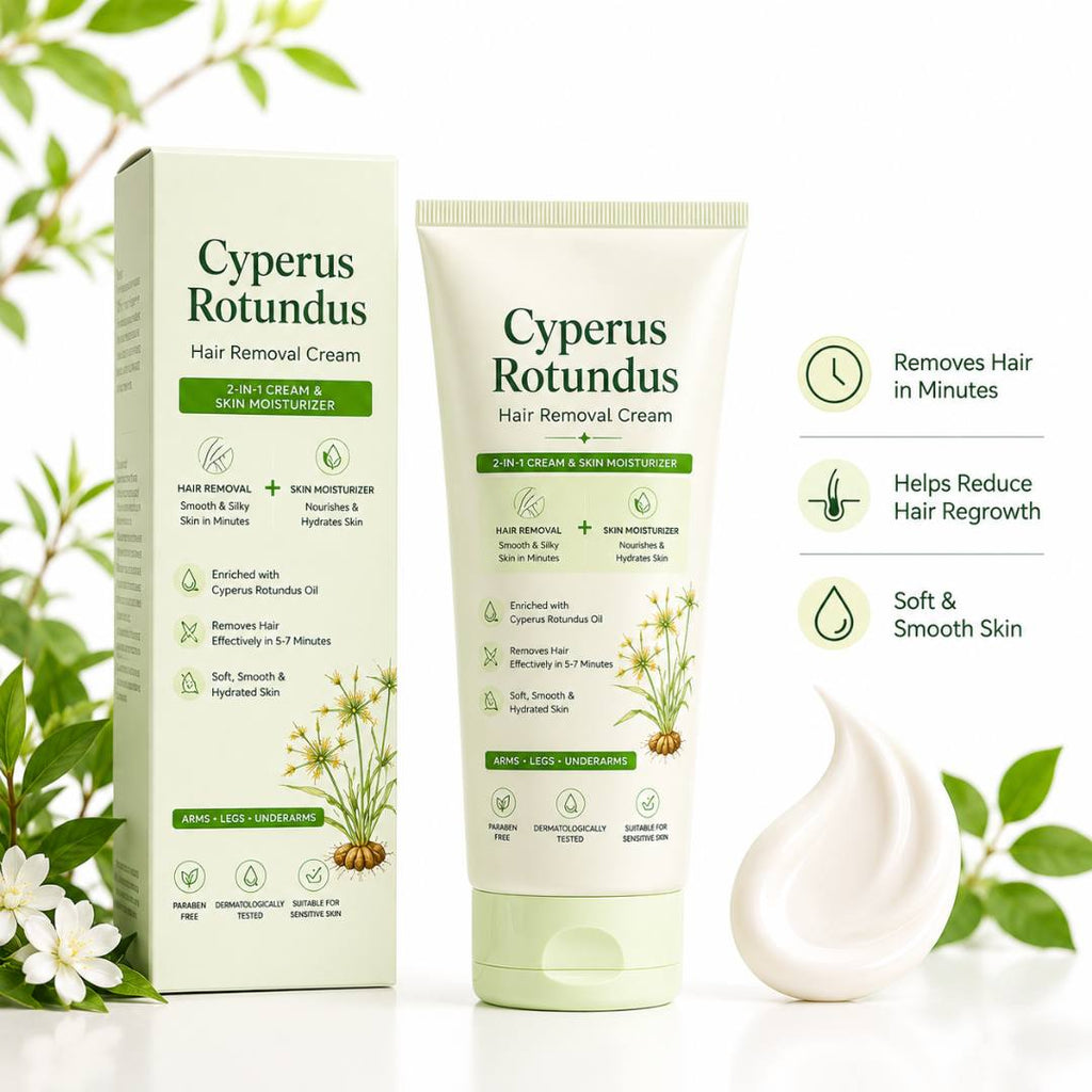 Cyperus Rotundus Hair Removal Cream – 2-in-1 Hair Remover & Skin Moisturizer for Women