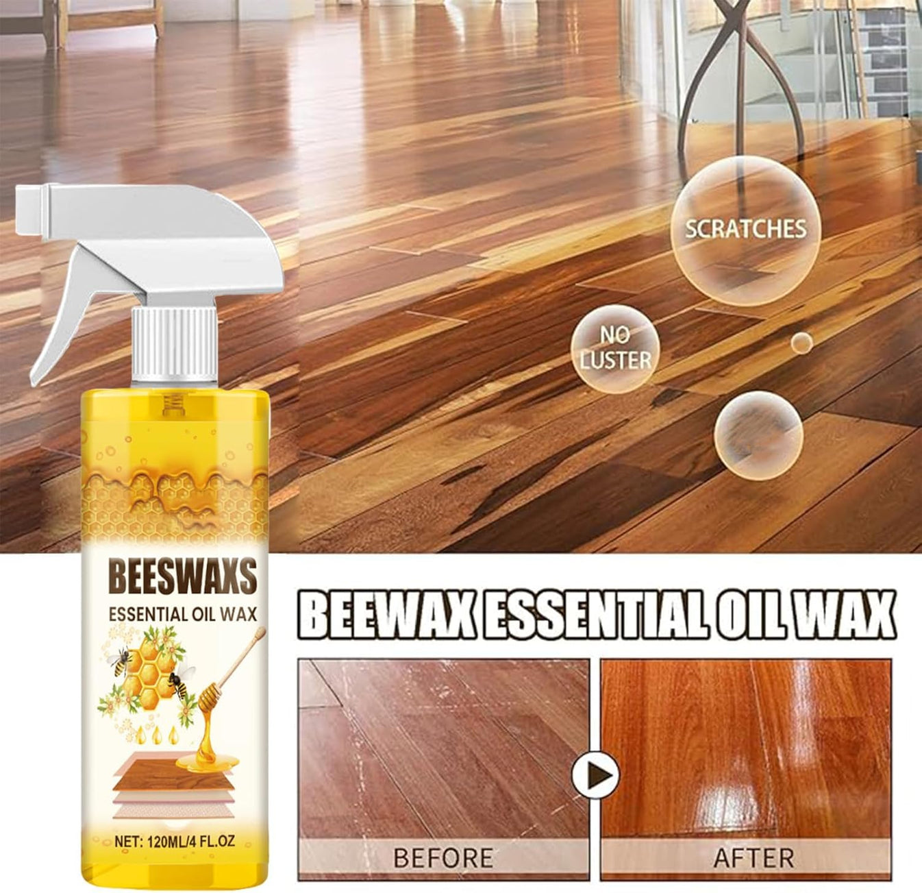 Beeswax Wood Polish Spray | Restore Shine Protect Furniture | BUY 1 GET 1 FREE!