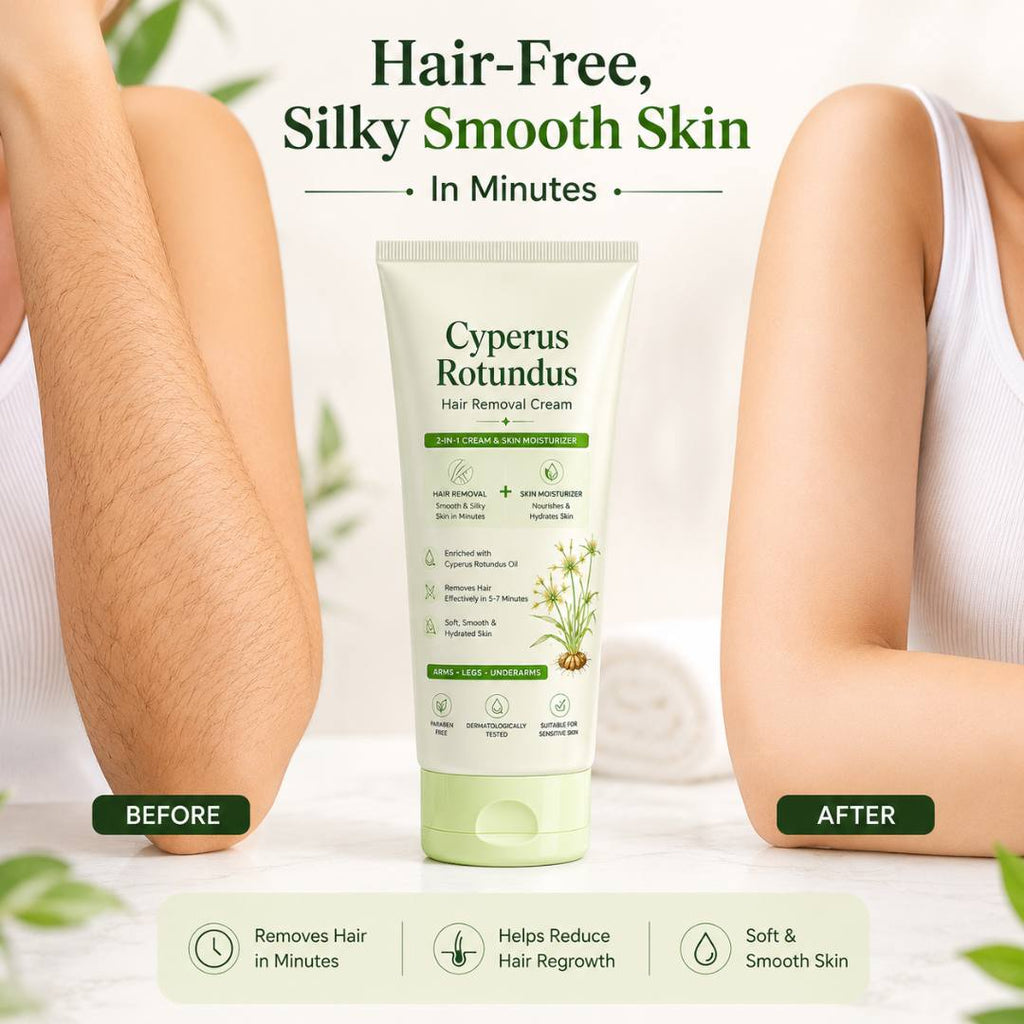 Cyperus Rotundus Hair Removal Cream – 2-in-1 Hair Remover & Skin Moisturizer for Women