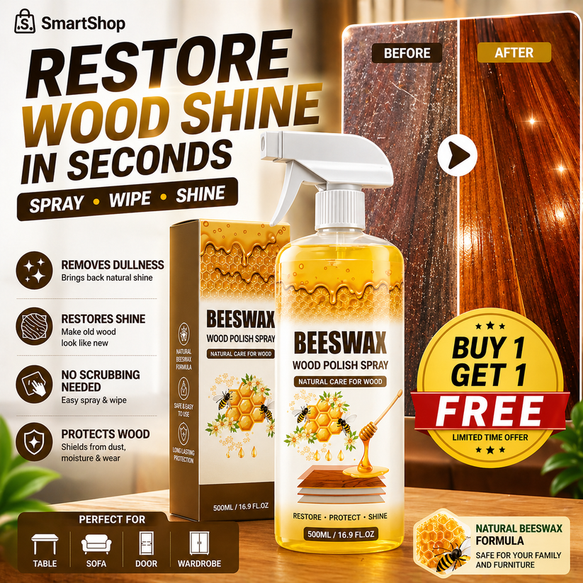 Beeswax Wood Polish Spray | Restore Shine Protect Furniture | BUY 1 GET 1 FREE!